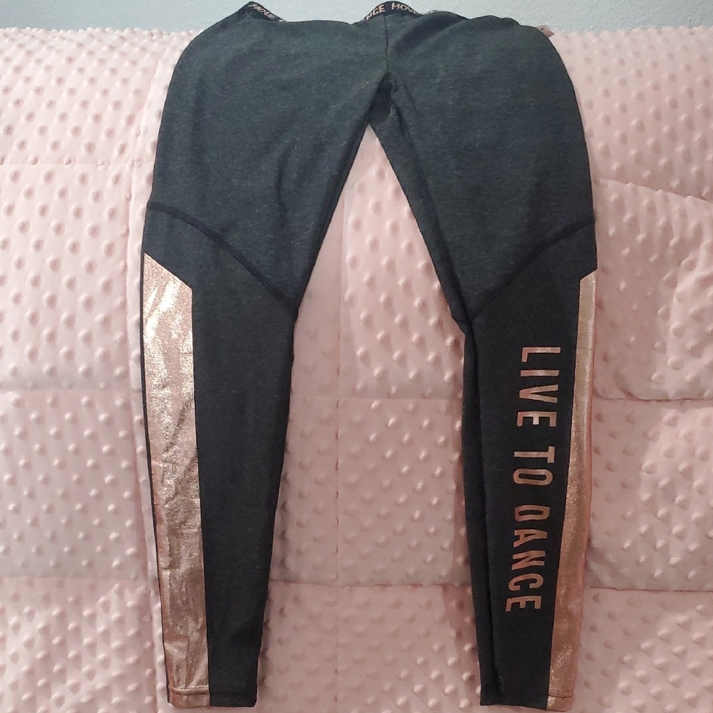 Live to Dance Leggings - Black and Gold